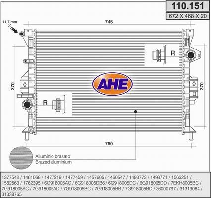 AHE 110.151 - Radiator, engine cooling car-mod.net