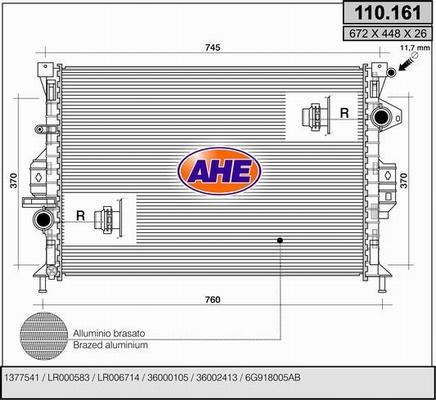 AHE 110.161 - Radiator, engine cooling car-mod.net