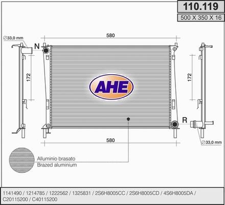 AHE 110.119 - Radiator, engine cooling car-mod.net