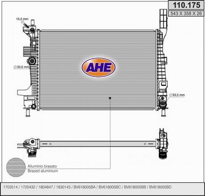 AHE 110.175 - Radiator, engine cooling car-mod.net