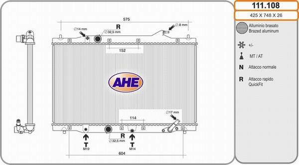 AHE 111.108 - Radiator, engine cooling car-mod.net