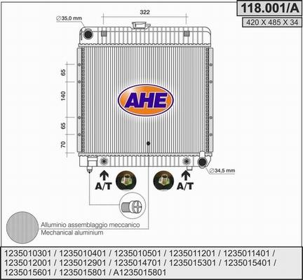 AHE 118.001/A - Radiator, engine cooling car-mod.net
