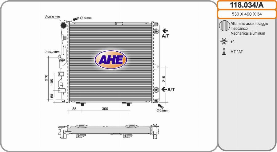 AHE 118.034/A - Radiator, engine cooling car-mod.net