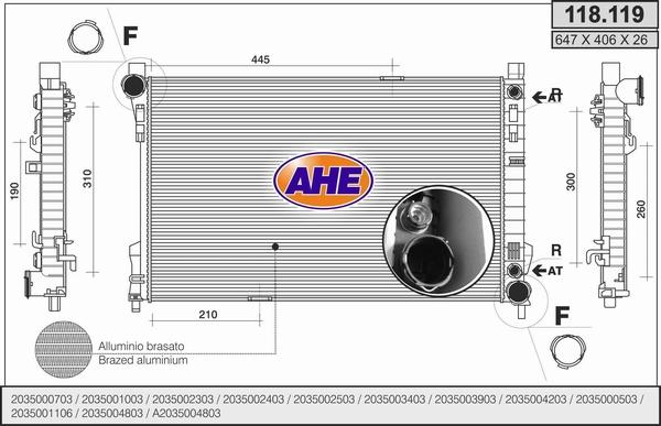 AHE 118.119 - Radiator, engine cooling car-mod.net