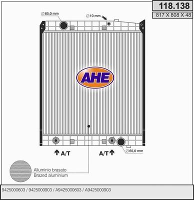 AHE 118.138 - Radiator, engine cooling car-mod.net