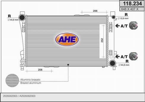 AHE 118.234 - Radiator, engine cooling car-mod.net