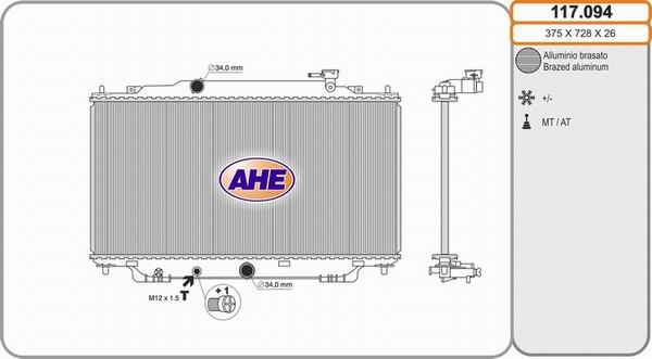 AHE 117.094 - Radiator, engine cooling car-mod.net