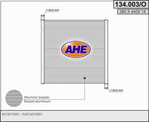 AHE 134.003/O - Radiator, engine cooling car-mod.net