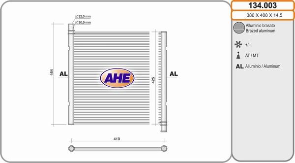 AHE 134.003 - Radiator, engine cooling car-mod.net