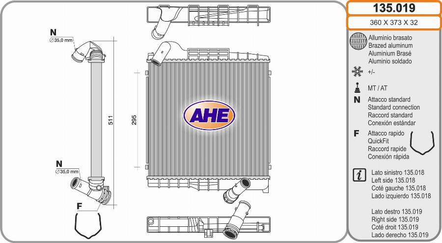 AHE 135.019 - Radiator, engine cooling car-mod.net