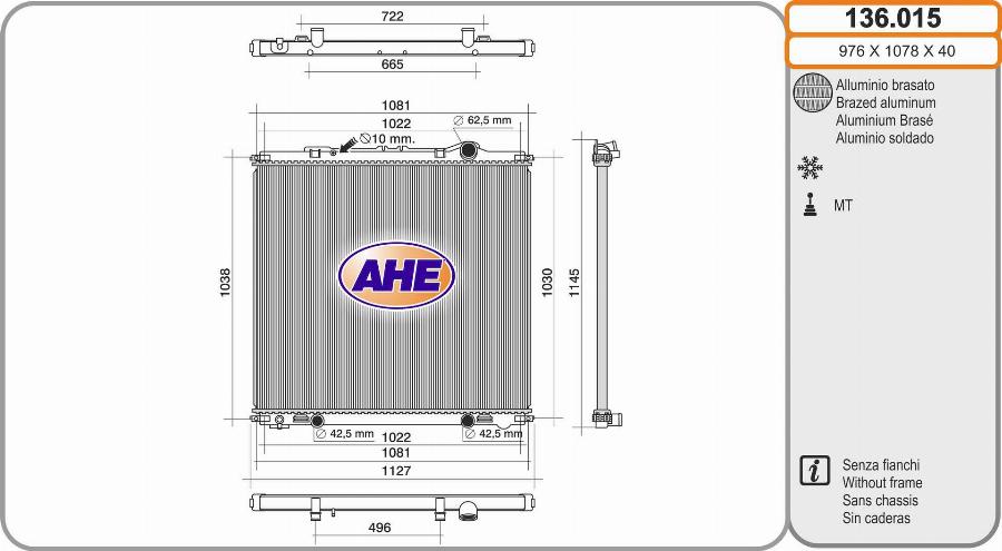 AHE 136.015 - Radiator, engine cooling car-mod.net