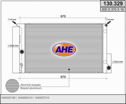 AHE 130.329 - Radiator, engine cooling car-mod.net