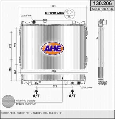 AHE 130.206 - Radiator, engine cooling car-mod.net