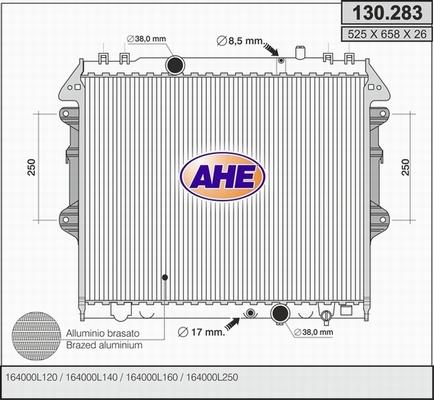 AHE 130.283 - Radiator, engine cooling car-mod.net
