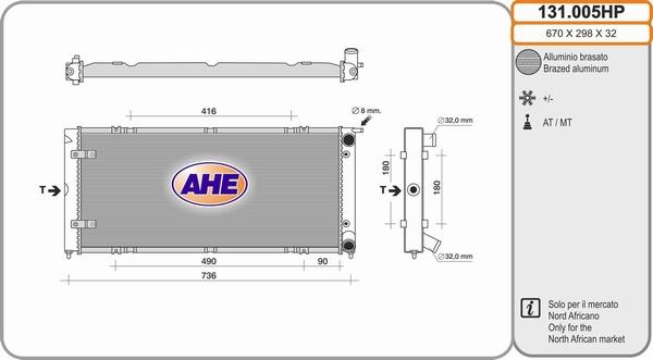 AHE 131.005HP - Radiator, engine cooling car-mod.net