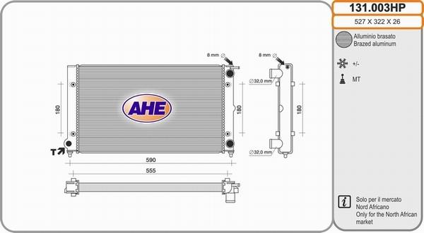 AHE 131.003HP - Radiator, engine cooling car-mod.net