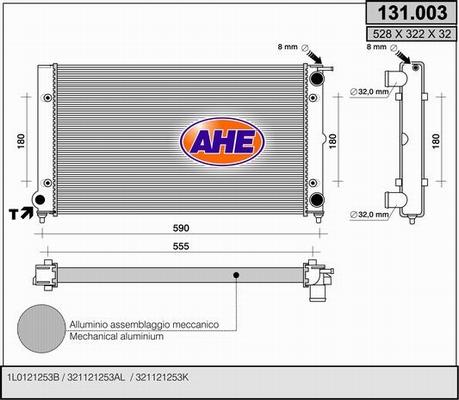 AHE 131.003 - Radiator, engine cooling car-mod.net