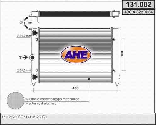 AHE 131.002 - Radiator, engine cooling car-mod.net