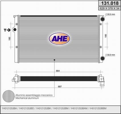 AHE 131.018 - Radiator, engine cooling car-mod.net