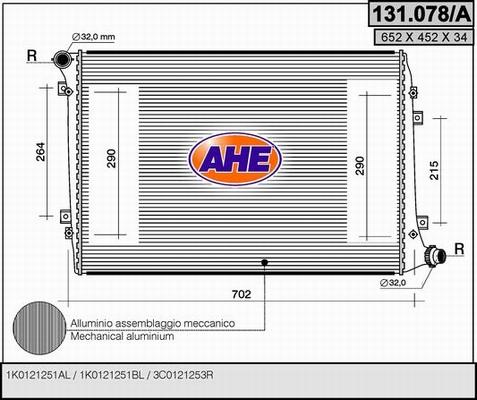 AHE 131.078/A - Radiator, engine cooling car-mod.net