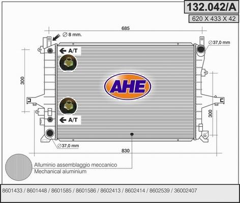 AHE 132.042/A - Radiator, engine cooling car-mod.net