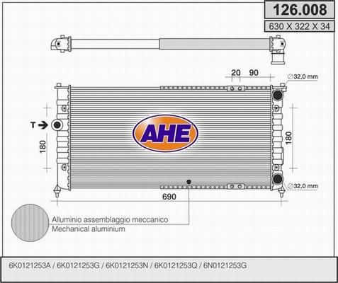 AHE 126.008 - Radiator, engine cooling car-mod.net