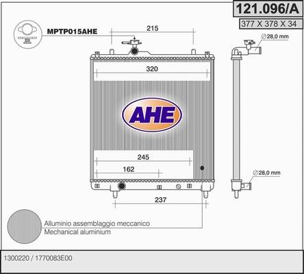 AHE 121.096/A - Radiator, engine cooling car-mod.net