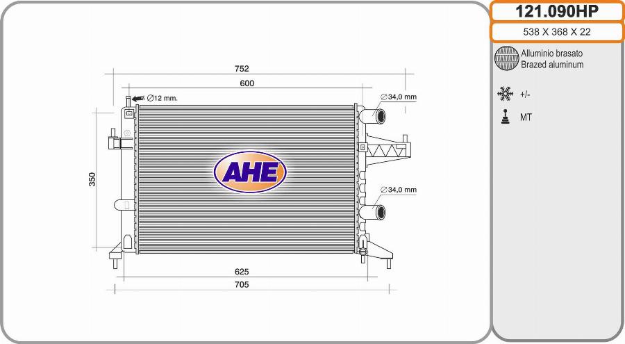 AHE 121.090HP - Radiator, engine cooling car-mod.net
