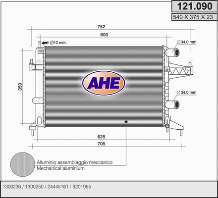 AHE 121.090 - Radiator, engine cooling car-mod.net