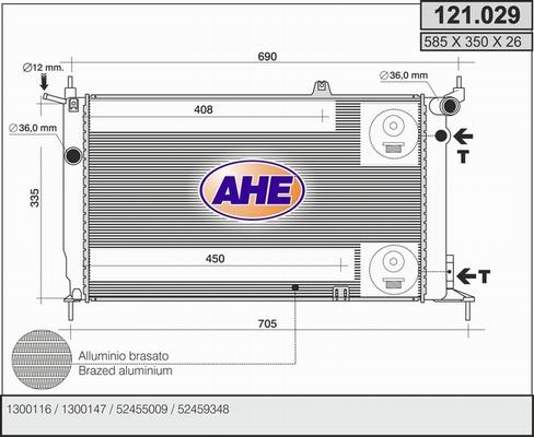 AHE 121.029 - Radiator, engine cooling car-mod.net