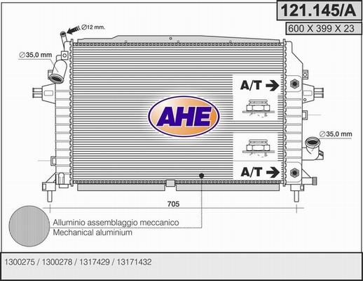 AHE 121.145/A - Radiator, engine cooling car-mod.net
