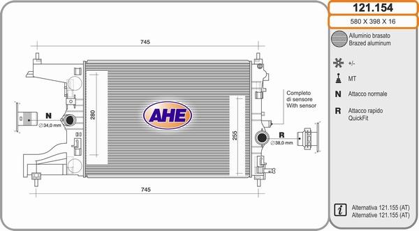 AHE 121.154 - Radiator, engine cooling car-mod.net