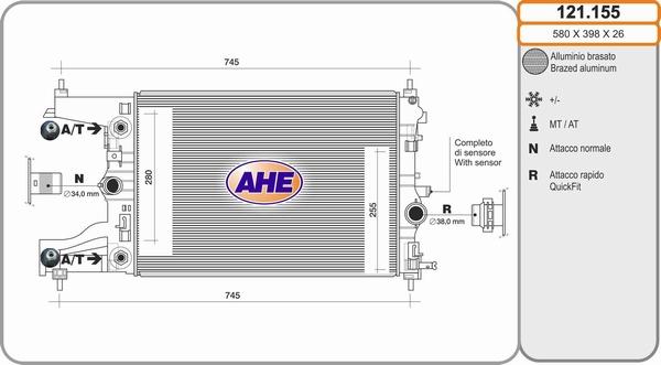 AHE 121.155 - Radiator, engine cooling car-mod.net