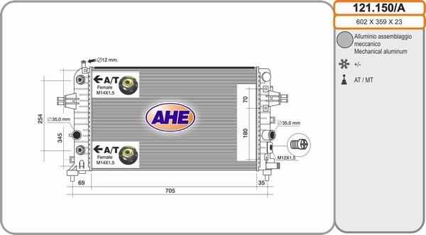 AHE 121.150/A - Radiator, engine cooling car-mod.net