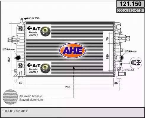 AHE 121.150 - Radiator, engine cooling car-mod.net