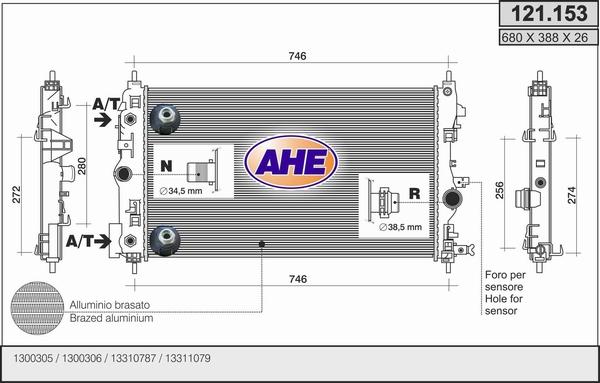 AHE 121.153 - Radiator, engine cooling car-mod.net