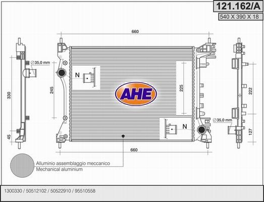 AHE 121.162/A - Radiator, engine cooling car-mod.net