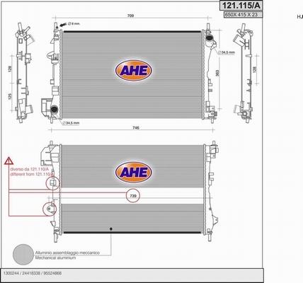 AHE 121.115/A - Radiator, engine cooling car-mod.net