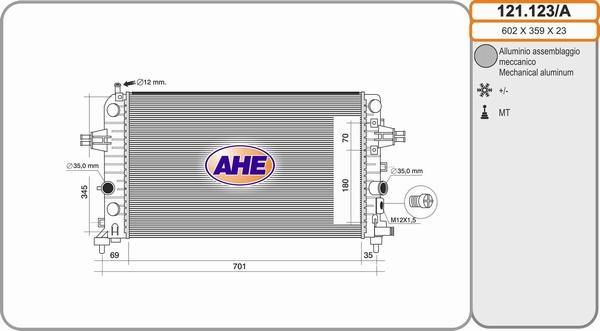 AHE 121.123/A - Radiator, engine cooling car-mod.net