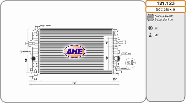 AHE 121.123 - Radiator, engine cooling car-mod.net