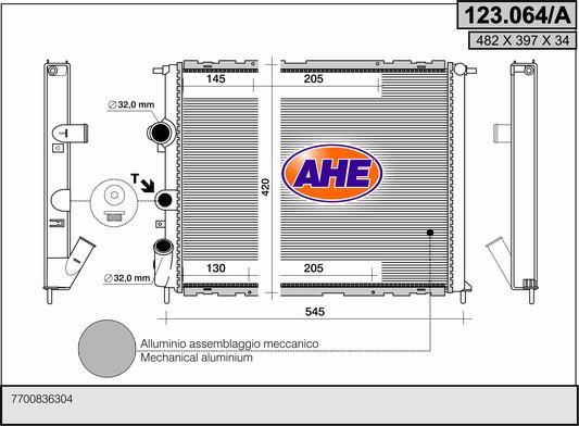AHE 123.064/A - Radiator, engine cooling car-mod.net