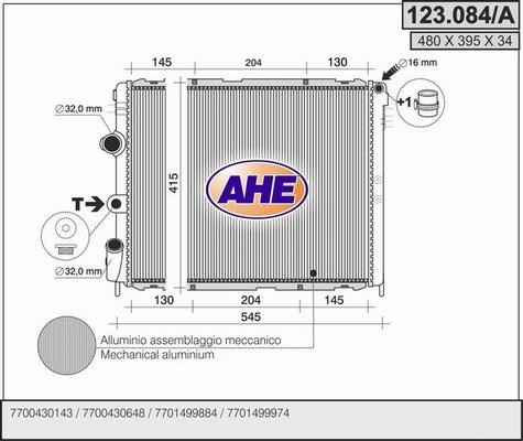 AHE 123.084/A - Radiator, engine cooling car-mod.net