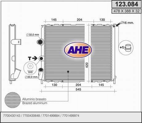 AHE 123.084 - Radiator, engine cooling car-mod.net
