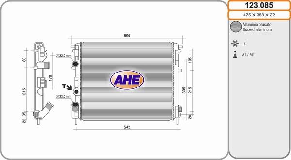 AHE 123.085 - Radiator, engine cooling car-mod.net