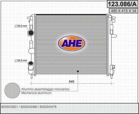 AHE 123.086/A - Radiator, engine cooling car-mod.net