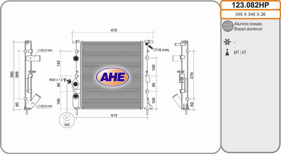 AHE 123.082HP - Radiator, engine cooling car-mod.net