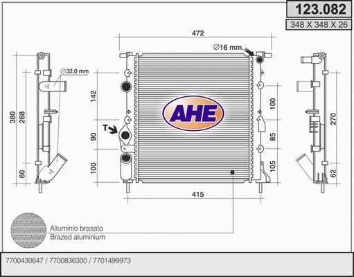 AHE 123.082 - Radiator, engine cooling car-mod.net
