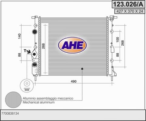 AHE 123.026/A - Radiator, engine cooling car-mod.net