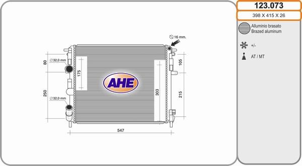 AHE 123.073 - Radiator, engine cooling car-mod.net