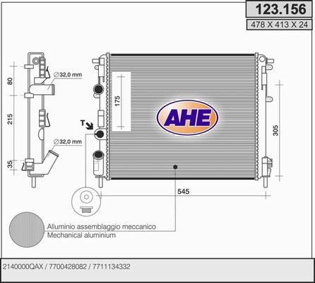 AHE 123.156 - Radiator, engine cooling car-mod.net